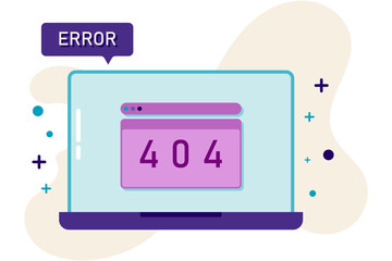 illustration of laptop monitor and error code 404