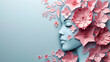 Elegant Woman's Face with Floral Style Paper Cut, Creative Craftsmanship, Feminine Beauty, Artistic Portrait with Copy Space, Generative AI

