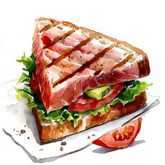 Wall Mural - tuna melt:8, watercolor, simple, not complicated