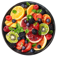 Wall Mural - Fruit salad with a variety of fresh fruits:8, watercolor, bright color, simple, not complicated,