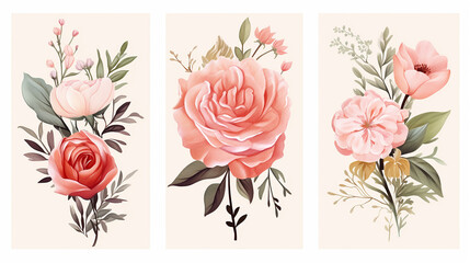  Beautiful flower collection of posters with roses.