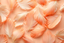 A Mound Of Soft Orange Feathers Sits On A Vibrant Pink Background, Resembling A Delicate Tail With Eyelashlike Fluff. The Texture Is Reminiscent Of Peach Fur, Creating A Stunning Contrast