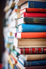 Wall Mural - Many old books in a book shop or library. Shallow DOF