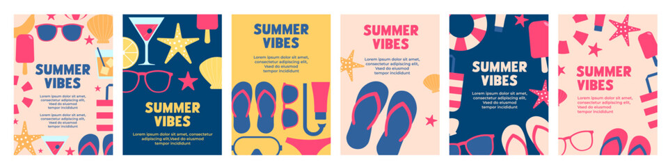 Summer poster set. Summer vibes posters.