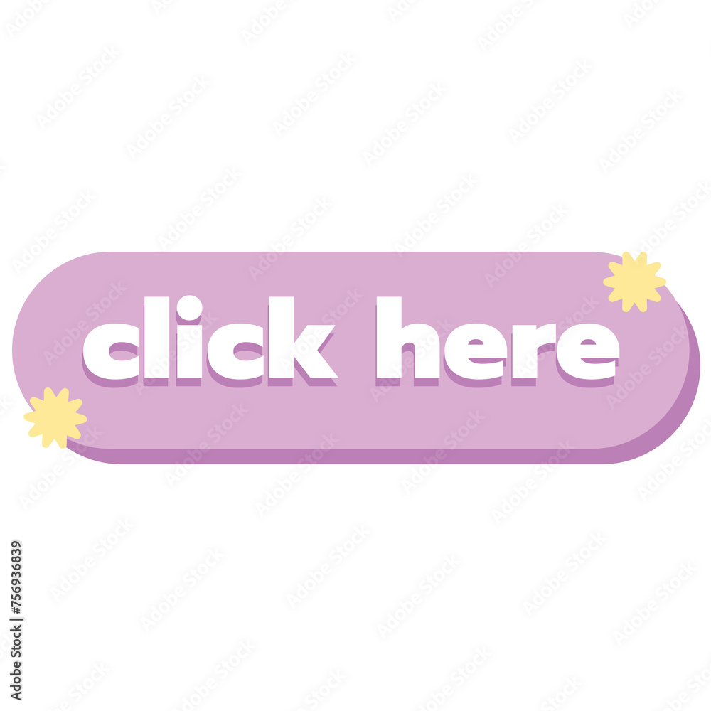 Click Below Sticker Click here button in pastel for online shopping, marketing, promotion ...