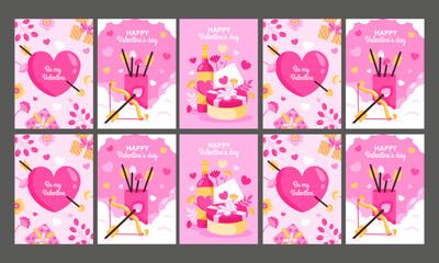 Wall Mural - love card vector illustration flat design set