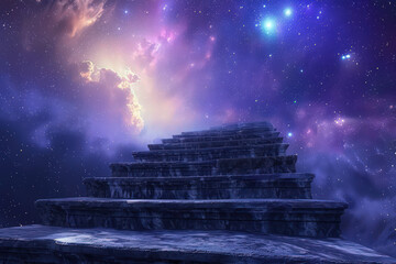 Wall Mural - Stairs to galaxy abstract background. Generative ai.