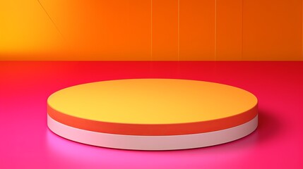 Canvas Print - A circle podium set against a stylish bright background, providing a dynamic backdrop for showcasing products.