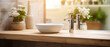 Blurred bathroom sink background and counter table top