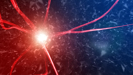 Poster - magical neuron cell network illustration background.