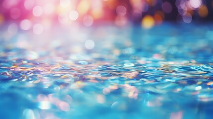 Wall Mural - Bokeh light background creates a mesmerizing effect reminiscent of reflections in a pool.