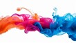 Motion-captured color drops swirling in water create a cloud of silky ink isolated on a white background, evoking the spontaneity of action painting.
