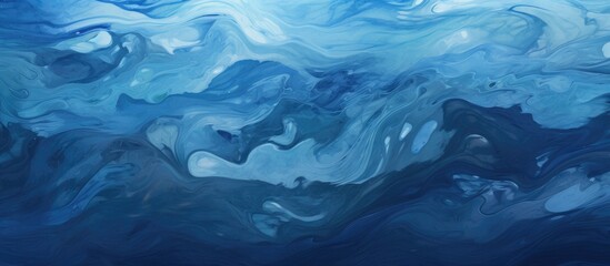 Sticker - A close up of a painting depicting an electric blue and white polar ice cap on a freezing Arctic ocean background, resembling a natural landscape with fluidlike textures