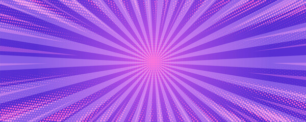 Wall Mural - pink comic background. pop art vector sunburst with halftone effect. radial explosion manga frame.