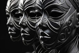 Fototapeta Pokój dzieciecy - Black face masks in a black background