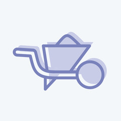 Icon Wheelbarrow. suitable for building symbol. two tone style. simple design editable. design template vector. simple illustration