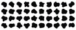 Abstract fluid black blob shape vector set. Modern liquid irregular blob shape elements graphic flat style