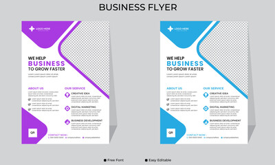 Sticker - Corporate business flyer template with blue geometric shapes, Business Flyer Template, Eye catching Design