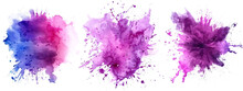 Violet Purple Pink Harmony Watercolor Ink Pastel Color Explosion, Isolated On Transparent Background