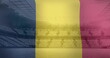 Image of waving flag of romania over sport stadium