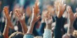© Annamorphosis - lot of business people hands raised up