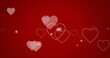 Image of hearts moving over red background