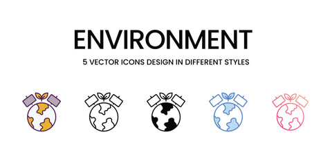 Sticker - Environment  icons set vector stock illustration