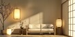 Living room interior beige color