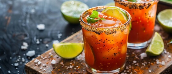 A Guatemalan drink called Michelada is made with beer tomato juice spices and garnished with salt on the jar s edge