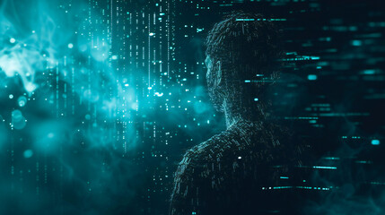 Human facing cyber attack. Computer security concept.