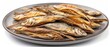 Dried fish on white plate