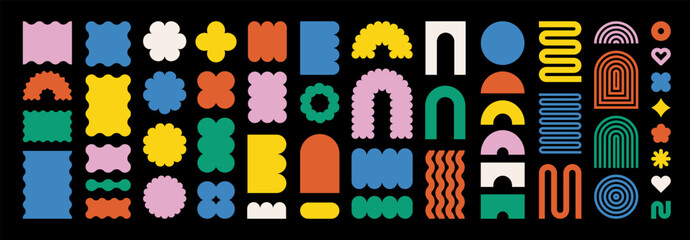abstract geometric shapes and icons. brutal modern contemporary figure. swiss design aesthetic.