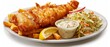 © LimeSky - Fish and chips served with lemon tartar sauce and coleslaw on the side