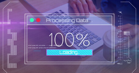 Sticker - Image of data processing over businessman in office