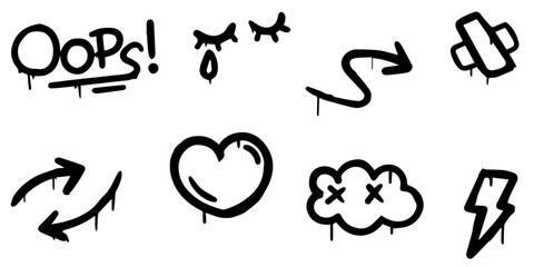 Leinwandbilder - Simple graffiti pictures. A selection of various graffiti scenes. Vector.