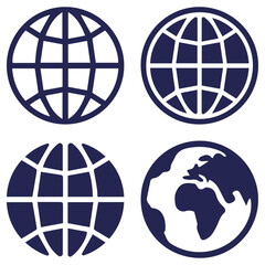 Aufkleber - The globe in four different designs. Planet earth icons.