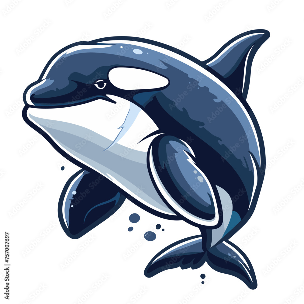 Cartoon killer whale. Vector illustration of a killer whale isolated on ...