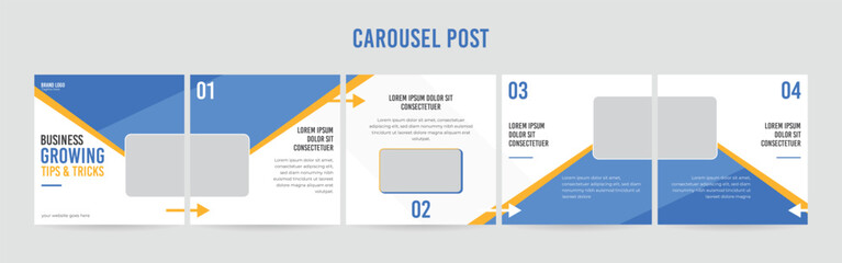 Wall Mural - editable instagram carousel post layout set, social media marketing microblog template design, tips 
