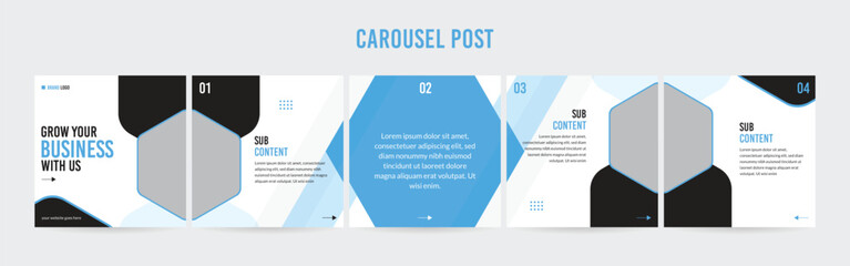 Wall Mural - editable instagram carousel post layout set, social media marketing microblog template design, tips 