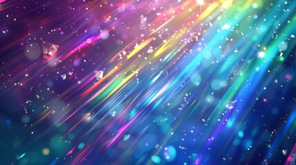 Wall Mural - The iridescent flare background with transparent overlay effect is an abstract illustration of the rainbow hologram light by refractions through crystals or prisms. Abstract glass sun reflections