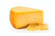 Close up of Dutch gouda cheese on white background