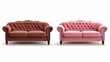 © Mark - A set of 3D couches isolated on white background. Modern realistic illustration of a brown and pink sofa mockup, for use in homes, hotel lobbies, and other interior design environments.