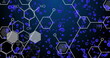 Image of chemical formulas over blue cells on navy background