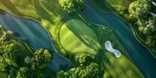 Immaculate Golf Course Landscape Seen From A Scenic Birds Eye View. Concept Golf Courses, Landscapes, Aerial Views, Beauty Of Nature, Scenic Photography