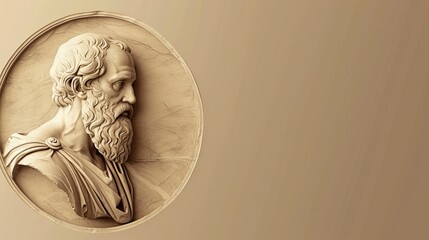 Wall Mural - Philosopher Plato with Copy Space on Engraved Wall for Philosophy Quotes