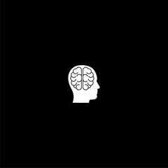 Canvas Print - Human head and brain icon isolated on dark background