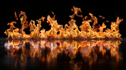 a fire on a black background