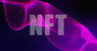 Nft text banner against purple digital wave on black background