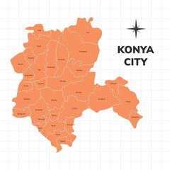 Wall Mural - Konya City map illustration. Map of the city in Turkey