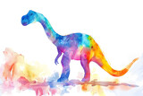 Fototapeta Dziecięca - Colorful dinosaur watercolor illustration Isolated background